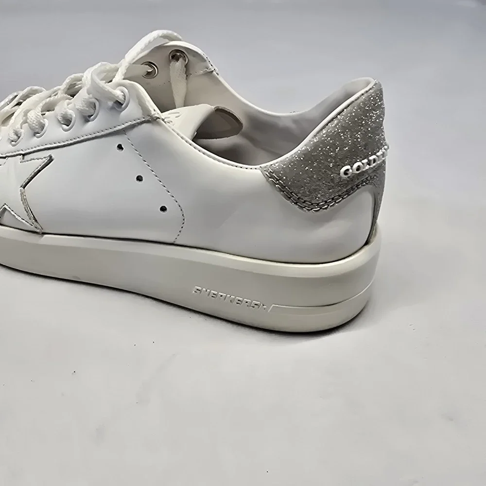 Golden Goose White Leather Pure- Star Low Top Sneakers Size 7us/37eu  Glitter - Picture 15 of 16